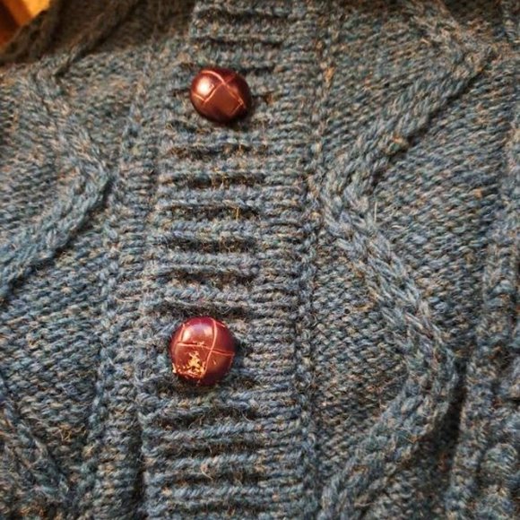 Men's Teal Cardigan Sweater - Picture 4 of 4